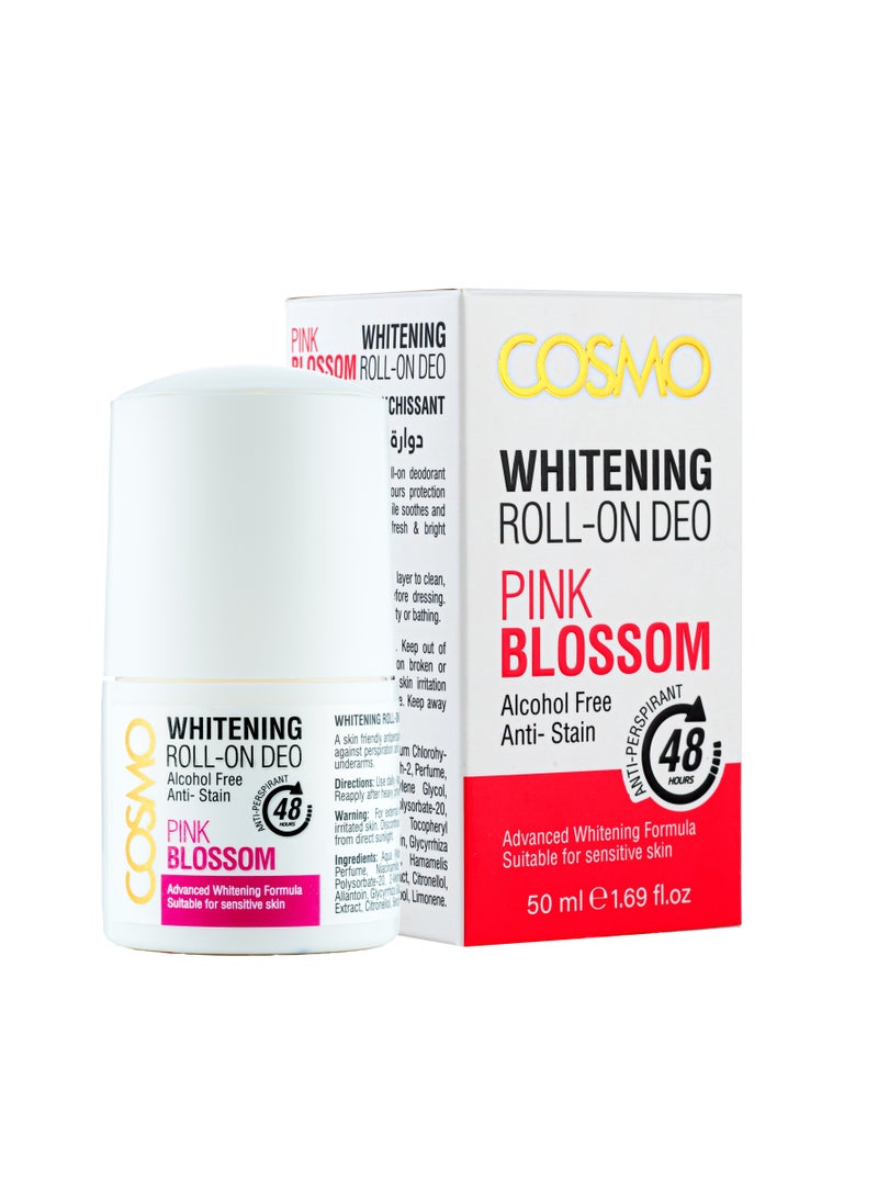COSMO Whitening Roll On Deo Pink Blossom Alcohol Free Anti Stain  50Ml 