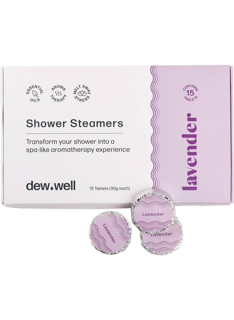 Dew Well Shower Steamers  15 Count Shower Bomb  Spa Aromatherapy Right in Your Home  Relax and Unwind  Helps Clear Congestion and Boost Your Mood  Lavender 