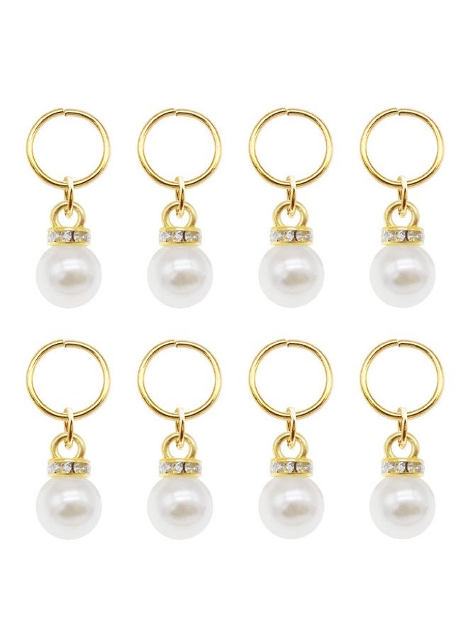 Julie Wang 100 Pieces Gold Pearl Hair Jewelry Locs Braid Rings Dreadlocks Hair Cuffs Clips Charms Accessories For Women Hair Man Beard  - Image 1