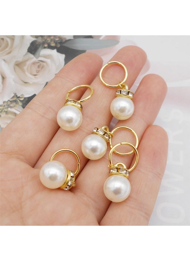 Julie Wang 100 Pieces Gold Pearl Hair Jewelry Locs Braid Rings Dreadlocks Hair Cuffs Clips Charms Accessories For Women Hair Man Beard  - Image 5