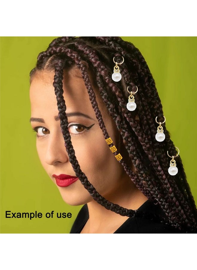 Julie Wang 100 Pieces Gold Pearl Hair Jewelry Locs Braid Rings Dreadlocks Hair Cuffs Clips Charms Accessories For Women Hair Man Beard  - Image 3