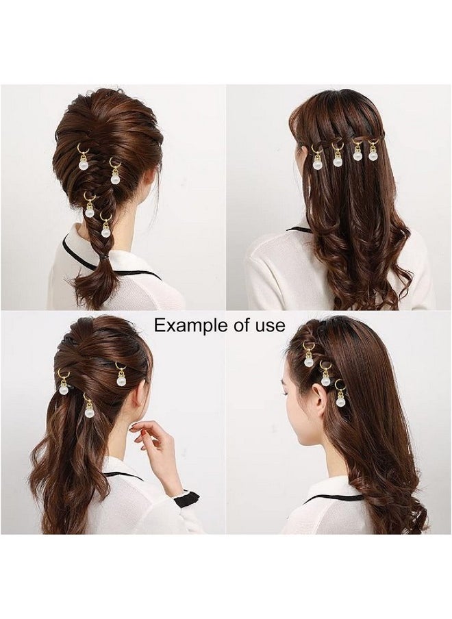 Julie Wang 100 Pieces Gold Pearl Hair Jewelry Locs Braid Rings Dreadlocks Hair Cuffs Clips Charms Accessories For Women Hair Man Beard  - Image 4