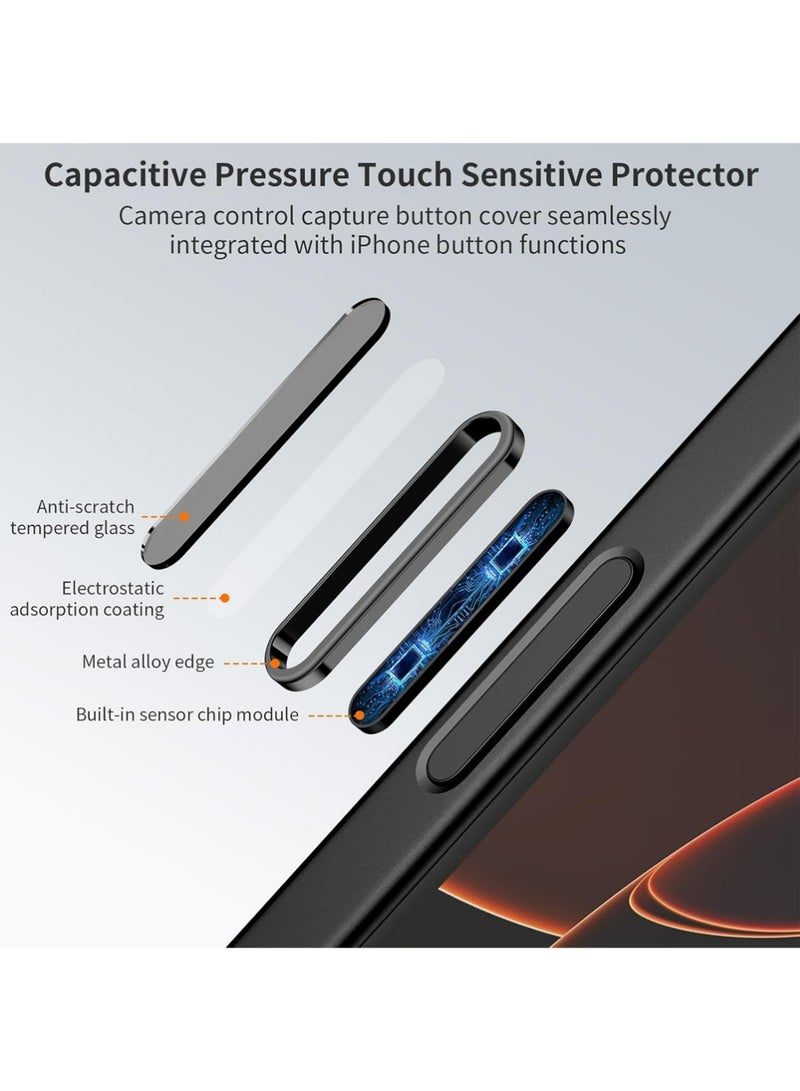 بولوز 2 حزمة واقي زر التحكم في الكاميرا لهاتف iPhone 17 Pro/Pro Max، غطاء واقي سعوي حساس ومقاوم للخدش ومزود بميزة المحاذاة التلقائية، يتناسب مع زر التقاط الصور بالضغط الجانبي لهاتف Apple، أسود - Image 2