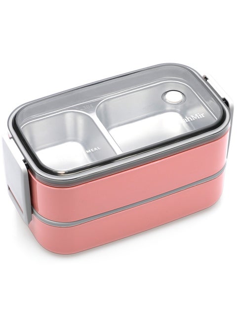 Stainless Steel Lunch Box  Insulated Bento Box Multifunctional Containers Lunch Box Containers with 2 Compartments and Tableware 304 stainless steel 2 compartments lunch box by MahMir Bubblegum Pink