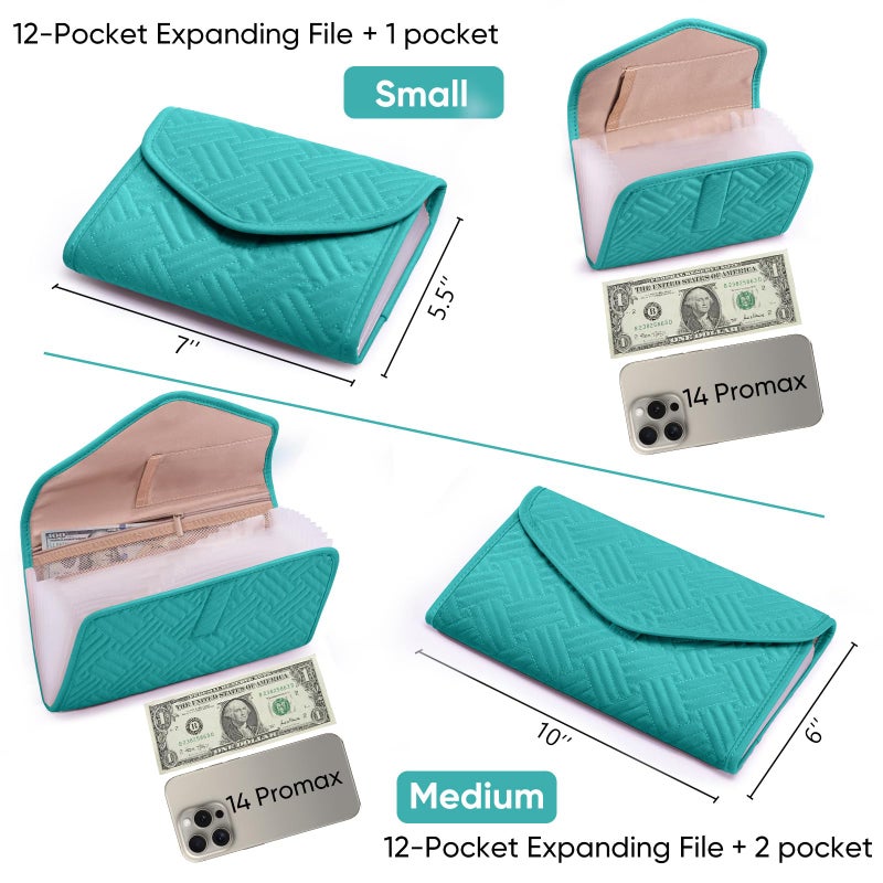 FRECOLSH Fabric Receipt Organizer 7X5 - Receipt Holder 12 Pockets - Money Organizer - Elegant Receipt Holder - Coupon Holder - Cash Organizer - Envelope Organizer - Small Accordion File Organizer - Image 4
