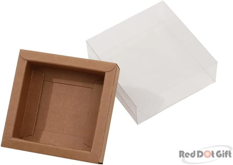 Red Dot Gift صندوق هدايا ريد دوت 20 قطعة DIY مستطيل من ورق الكرافت مع غطاء شفاف - 8.3 x 8.3 x 3 سم - Image 3