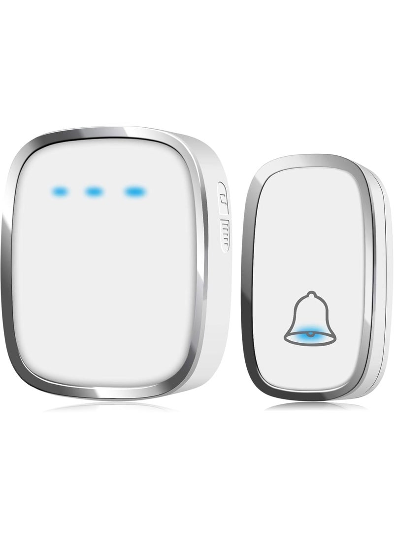 SYOSI Wireless Doorbell, Waterproof Door Bell Kit with 1000Ft Range 4 Adjustable Volume Levels 36 Chimes and LED Flash Plug in Receiver for Home Office Apartment Classroom, White - Image 1