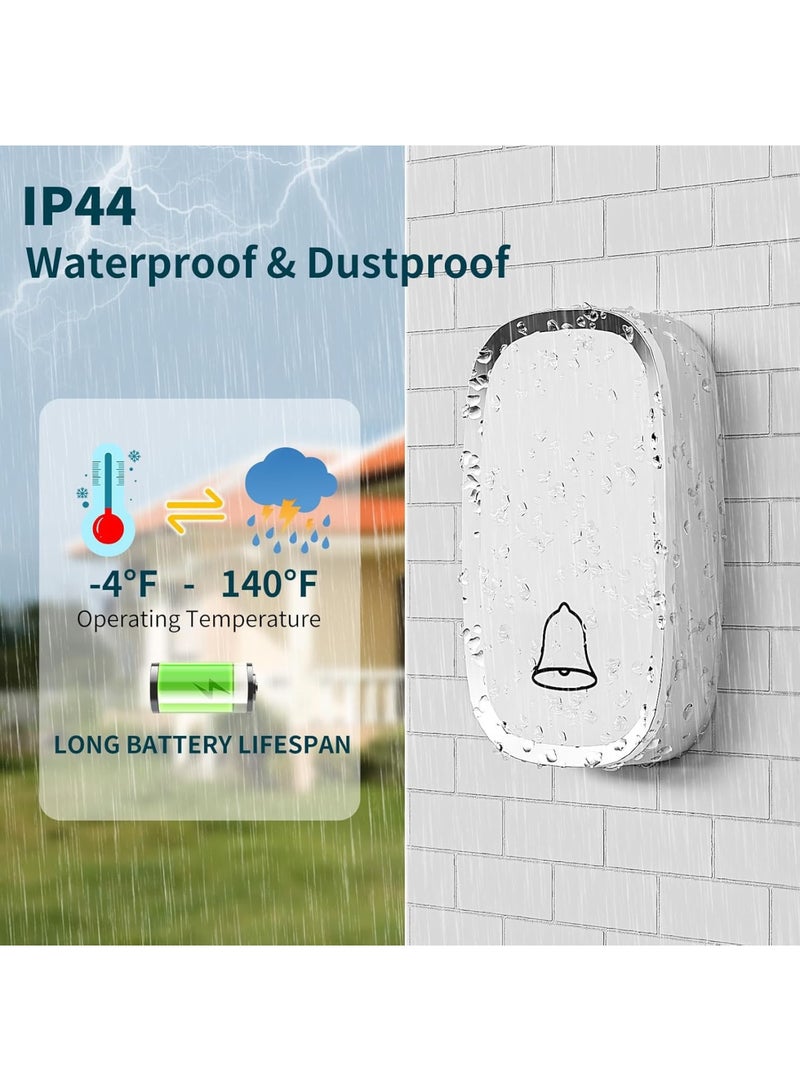 SYOSI Wireless Doorbell, Waterproof Door Bell Kit with 1000Ft Range 4 Adjustable Volume Levels 36 Chimes and LED Flash Plug in Receiver for Home Office Apartment Classroom, White - Image 4