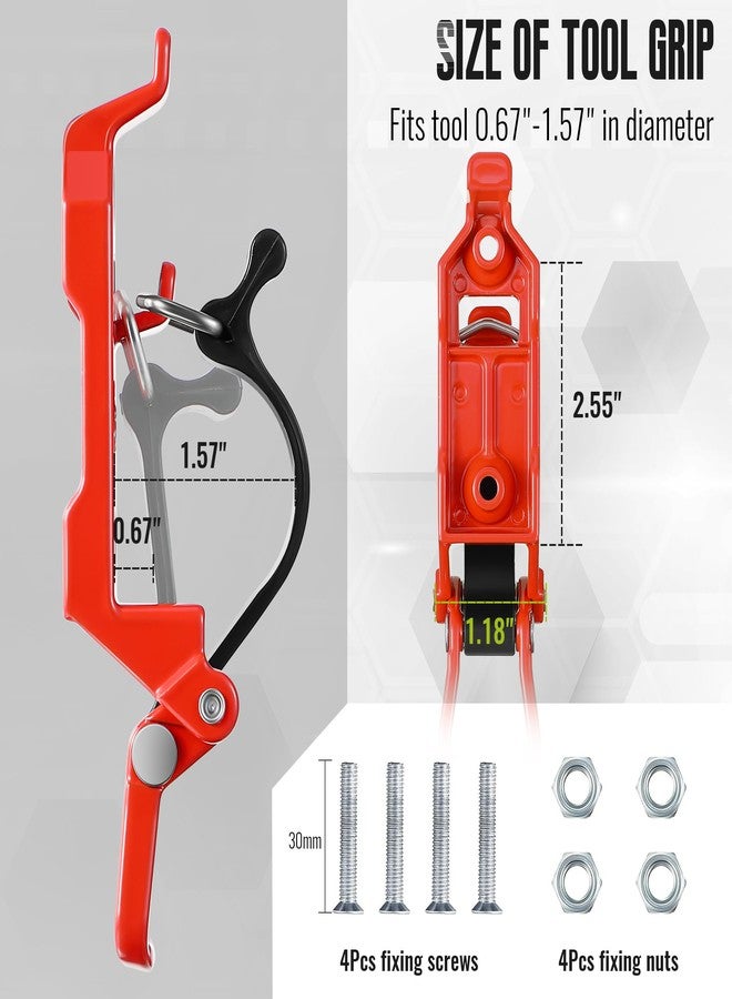Saillong حامل مجرفة للشاحنة، حوامل مجرفة شديدة التحمل لرف السقف، مجموعة حامل فأس سريع الفك، ملحقات سيارة معدنية ومطاطية/تخزين مرآب/شاحنة/حوامل تثبيت على الحائط - Image 2