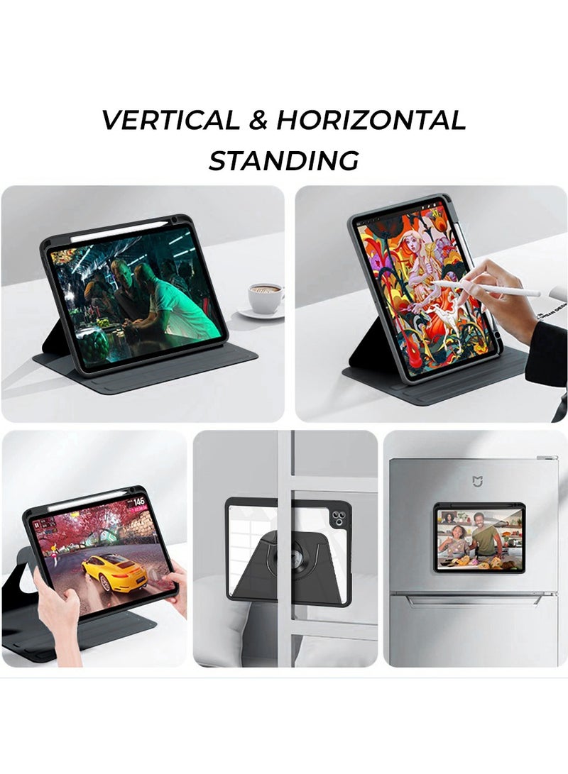 glassology iPad 10.9 2022 360° Rotating Magnetic Case Smart Case with Pencil Holder, Smart iPad Case Support Touch ID and Auto Wake/Sleep Black - Image 2