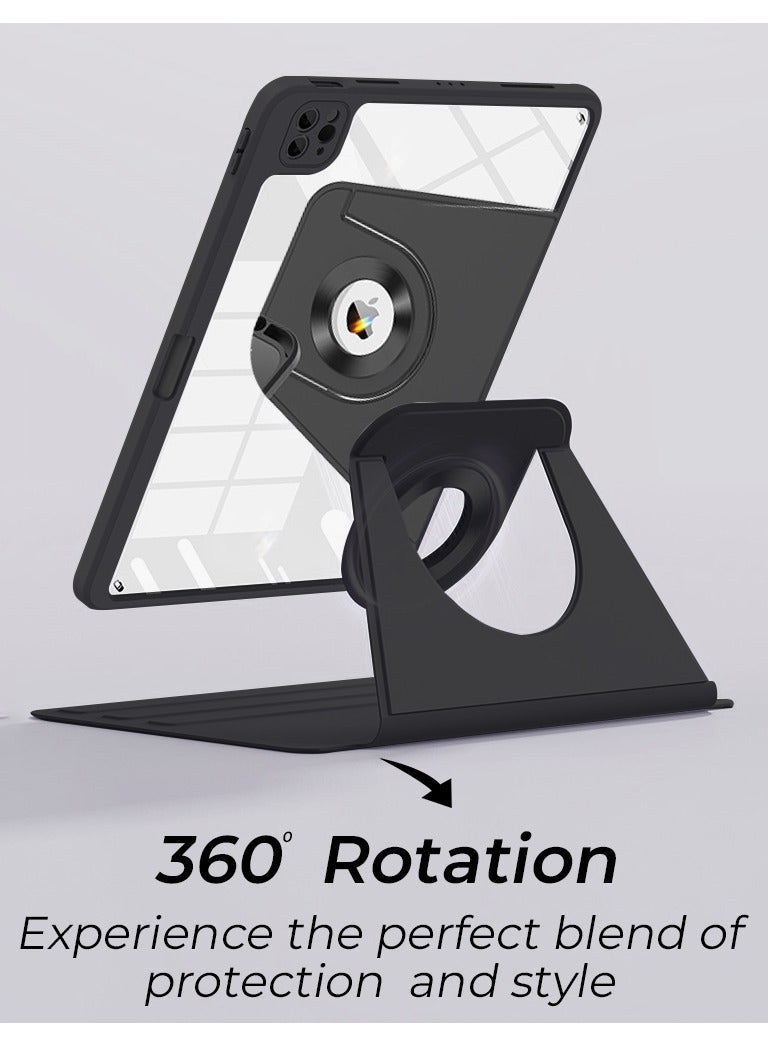 glassology iPad 10.9 2022 360° Rotating Magnetic Case Smart Case with Pencil Holder, Smart iPad Case Support Touch ID and Auto Wake/Sleep Black - Image 3