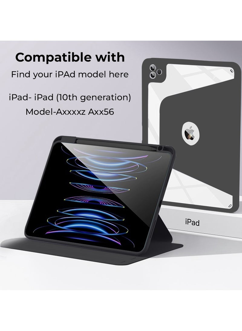 glassology iPad 10.9 2022 360° Rotating Magnetic Case Smart Case with Pencil Holder, Smart iPad Case Support Touch ID and Auto Wake/Sleep Black - Image 5