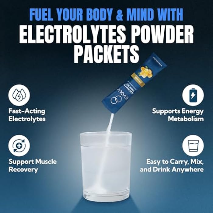 EVOLV Electrolytes Powder Packets – Electrolyte Packets with Palatinose, Instant Hydration Drink for Recovery, Non-GMO – Hydration Sticks for On-The-Go Use (Pack of 20) - Image 3