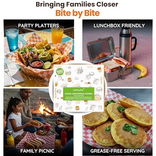 WRAP n PAK Food Wrapping Paper Sheets | Delhi Sheets | 100 Sheets | Food Grade | Oil Resistant & Non Soggy | Roti Chapati Burger Pizza Sandwich Paper | Parchment Paper (Chequered, 11×12 inch) - Image 3