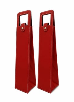 Y&D 2pcs Wine Gift Bags for Single Bottle, Red PU Leather Reusable Bottle with Handle, Birthday Wedding Anniversary  - Image 1