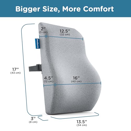 ComfyHug Lumbar Support Pillow for Office Chair & Car Seat – Orthopedic Memory Foam Back Cushion for Posture & Back Pain Relief | Ergonomic Backrest for Long Sitting (Grey) - Image 2