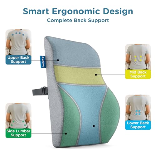 ComfyHug Lumbar Support Pillow for Office Chair & Car Seat – Orthopedic Memory Foam Back Cushion for Posture & Back Pain Relief | Ergonomic Backrest for Long Sitting (Grey) - Image 5
