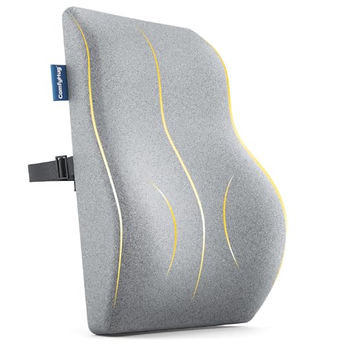 ComfyHug Lumbar Support Pillow for Office Chair & Car Seat – Orthopedic Memory Foam Back Cushion for Posture & Back Pain Relief | Ergonomic Backrest for Long Sitting (Grey) - Image 1
