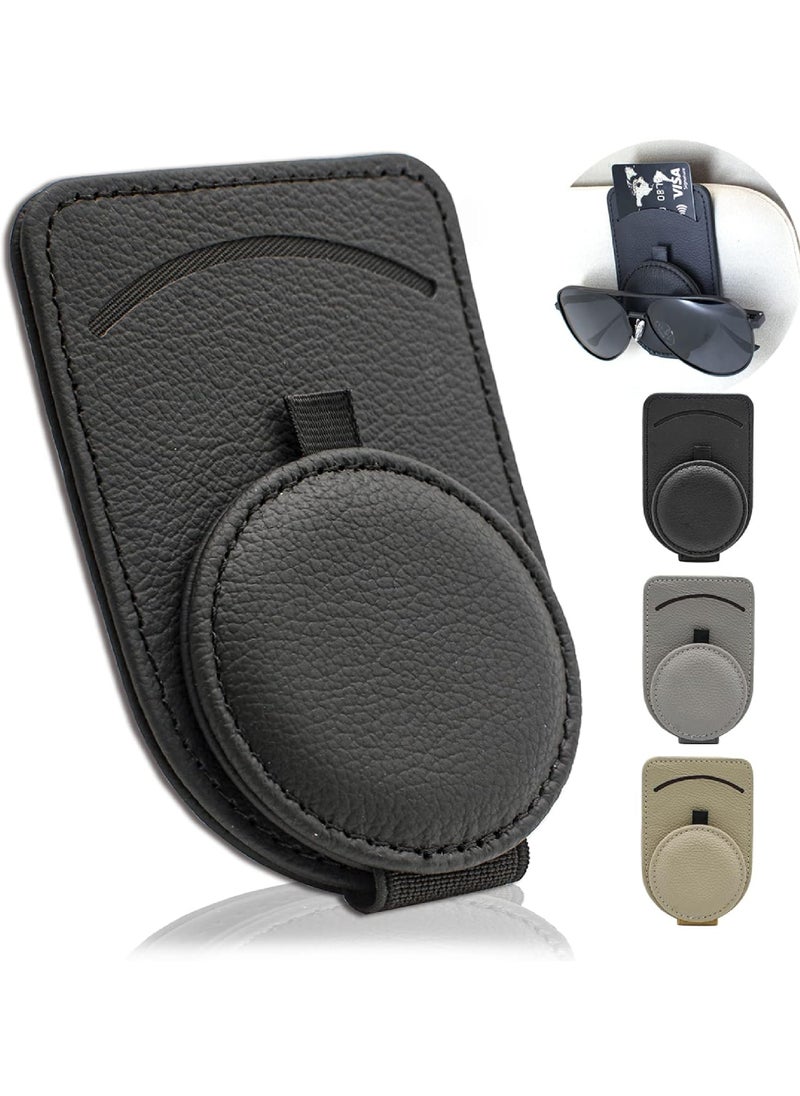 Rock Pow Sunglass Holder for Car Visor Magnet Adsorbed Sunglasses Holder for Car Accessories Parts Leather Car Sunglass Holder Car Visor Sunglasses Clip for Glasses Cards  - Image 1