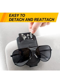 Rock Pow Sunglass Holder for Car Visor Magnet Adsorbed Sunglasses Holder for Car Accessories Parts Leather Car Sunglass Holder Car Visor Sunglasses Clip for Glasses Cards  - Image 3