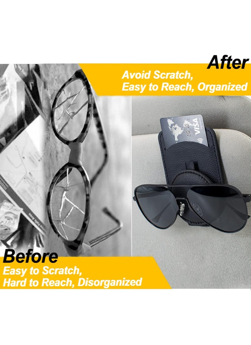 Rock Pow Sunglass Holder for Car Visor Magnet Adsorbed Sunglasses Holder for Car Accessories Parts Leather Car Sunglass Holder Car Visor Sunglasses Clip for Glasses Cards  - Image 4