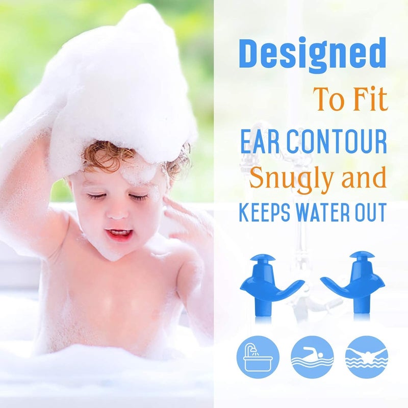 Hearprotek 2 Pairs Swimming Ear Plugs for Kids, Soft Reusable Water earplugs for Kids Swimming Bathing and Other Water Sports - Image 2