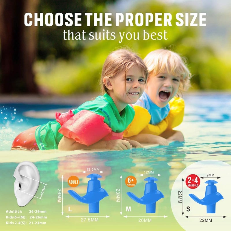 Hearprotek 2 Pairs Swimming Ear Plugs for Kids, Soft Reusable Water earplugs for Kids Swimming Bathing and Other Water Sports - Image 3