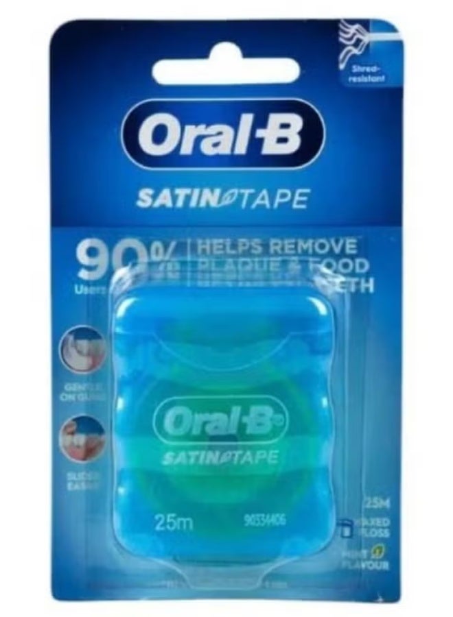 Oral-B Satin Tape Dental Floss, Mint Flavor, 25 Meters, 90%