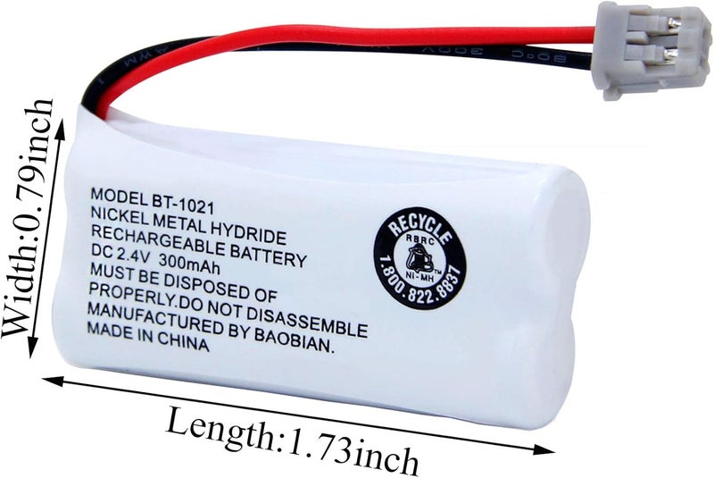 BAOBIAN Model BT-1021 BBTG0798001 Rechargeable Cordles Phone Battery Compatible with Uniden BT1021 BT-1025 BT-1008 BT-1016 Empire CPH-515B Cordless Handset 2.4V 300mAh(Pack of 4) - Image 2