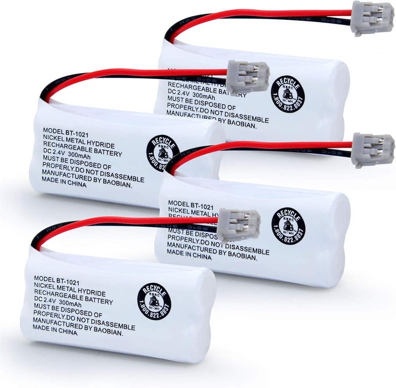 BAOBIAN Model BT-1021 BBTG0798001 Rechargeable Cordles Phone Battery Compatible with Uniden BT1021 BT-1025 BT-1008 BT-1016 Empire CPH-515B Cordless Handset 2.4V 300mAh(Pack of 4) - Image 1