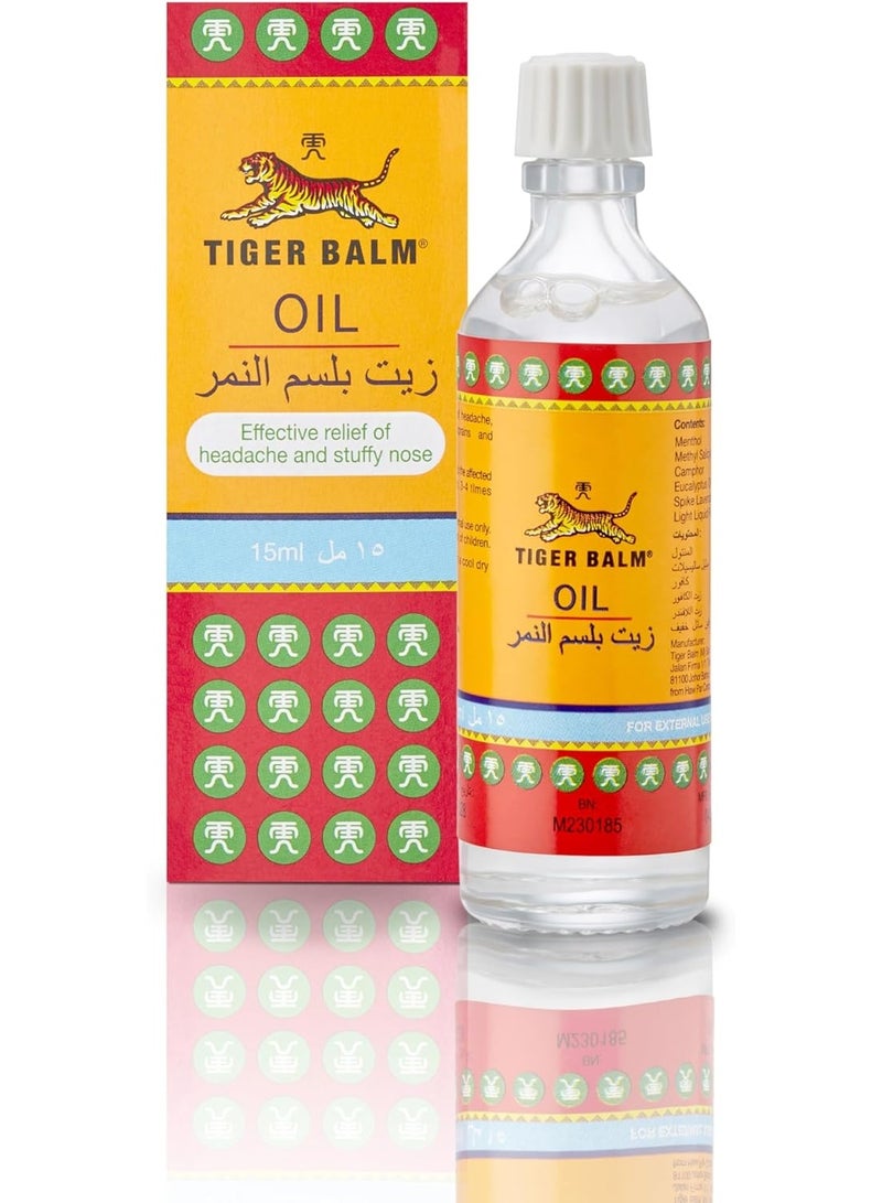 TIGER Balm Oil | Fast and Effective Relief Of Headache, Stuffy Nose, Sprains and Rheumatic Pain | Concentrated Formula Of Natural Herbal Ingredients | 15ml 2 packs - Image 3