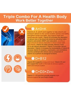 NEVISS Sugarfree Vitamin Adk + B12 Gummies For Adults 120 Days Supply ; A D3 5000 Iu B12 2500Mcg Vitamin A Supplement Retinol Vegan Vitamin D3 K2 + C & Zinc For Eye Bone Heart Energy Mood Immune  - Image 4