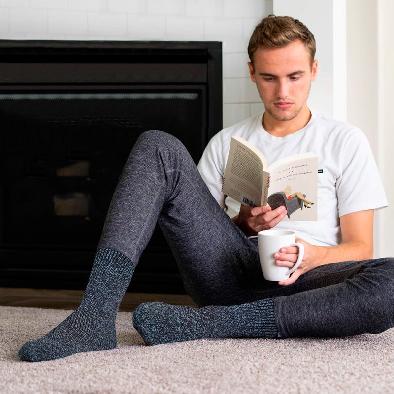 HOT FEET Thermal Socks for Men, Extreme Cold Weather, 2/4 Pack Thick Warm Socks for Men, Winter Insulated Socks, Size 6-12.5, 2 Pack, Solid Denim Heather/Dark Navy - Image 4