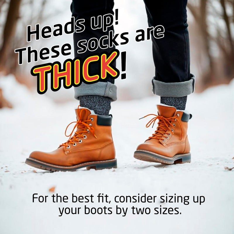 HOT FEET Thermal Socks for Men, Extreme Cold Weather, 2/4 Pack Thick Warm Socks for Men, Winter Insulated Socks, Size 6-12.5, 2 Pack, Solid Denim Heather/Dark Navy - Image 5