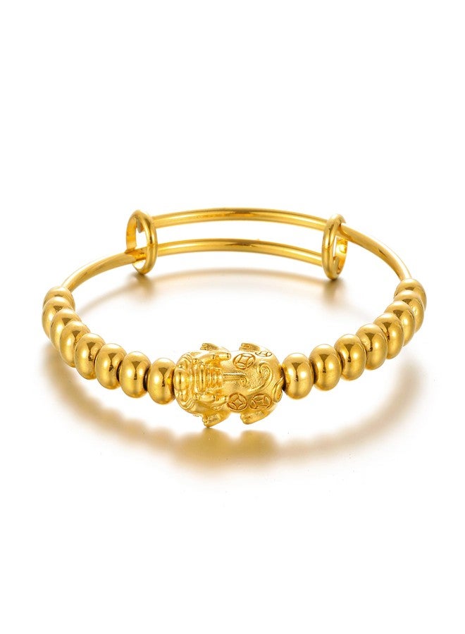 Ethlyn Claissic Jewelry Gold Plated Adjustable Beads Pixiu Bangle Bracelet Daily Versatile Accessory - Image 1