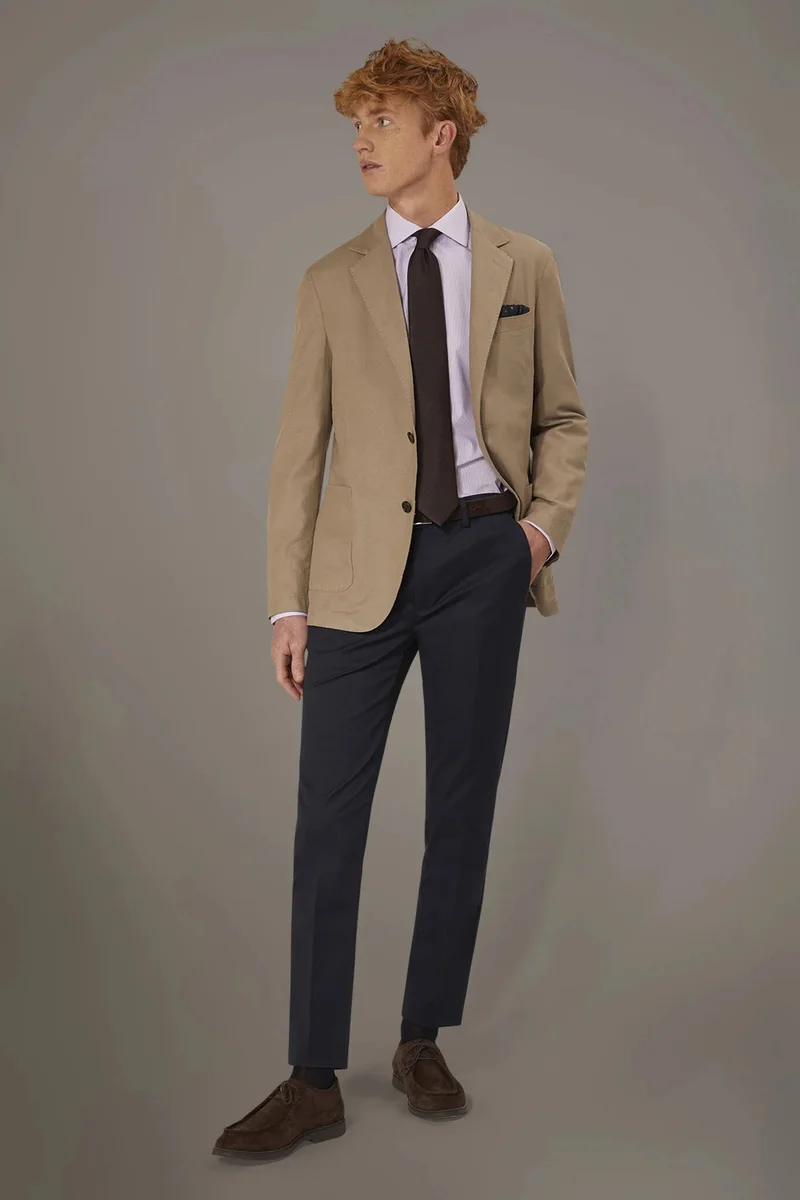 Regular fit trousers in twill construction - DK Blue