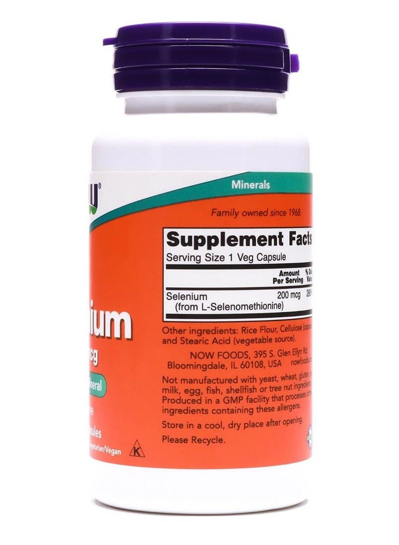 Now Selenium 200mcg Essential Mineral Supplement Capsules 90 Capsules - Image 2