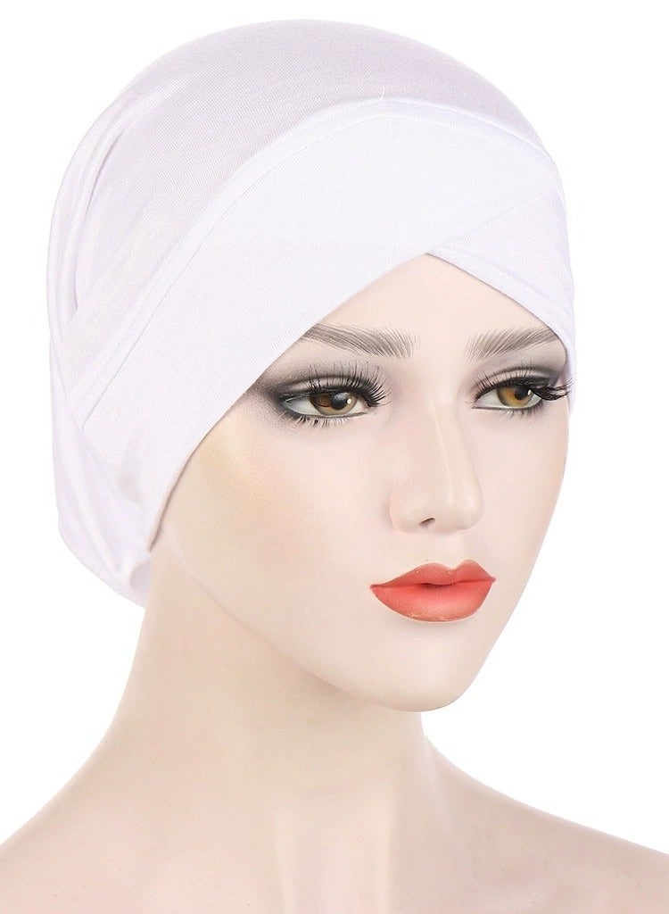 Muslim Inner Hijab Caps, Full Coverage Undercap, Breathable Stretchy Bonnet, 3 Pack,Black White Beige - Image 4