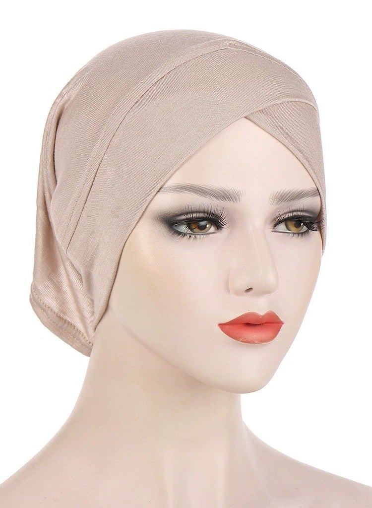 Muslim Inner Hijab Caps, Full Coverage Undercap, Breathable Stretchy Bonnet, 3 Pack,Black White Beige - Image 5