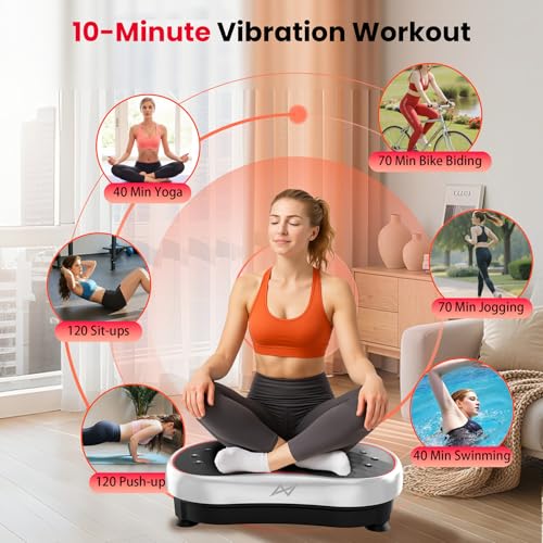 AXV Vibration Plate Fitness Platform Exercise Machine Vibrating Shaking Full Body Shaker Workout Vibrate Stand Shake Board Sport Gym for Weight Loss Fat Burner for Women Men - Image 2