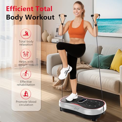 AXV Vibration Plate Fitness Platform Exercise Machine Vibrating Shaking Full Body Shaker Workout Vibrate Stand Shake Board Sport Gym for Weight Loss Fat Burner for Women Men - Image 3