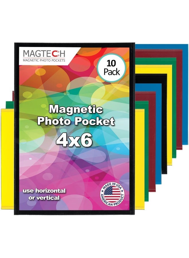 Magtech Magnetic Photo Pocket Picture Frame, Color Pops, Holds 4x6 Inch Photos, 10 Pack Assorted Colors, Made in the USA (94610) - Image 1