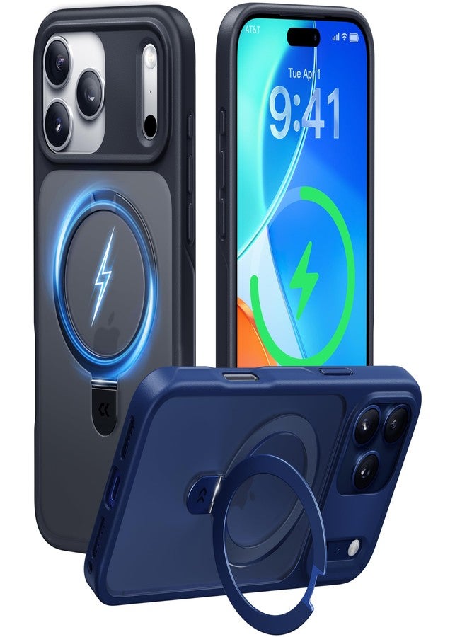 CASEKOO Ultra-Magnetic Stand for iPhone 17 Pro Case [Military Drop Protection] [Compatible with MagSafe] Shockproof Translucent Matte Slim Ring Holder Case for iPhone 17 Pro 6.3", Black - Image 1