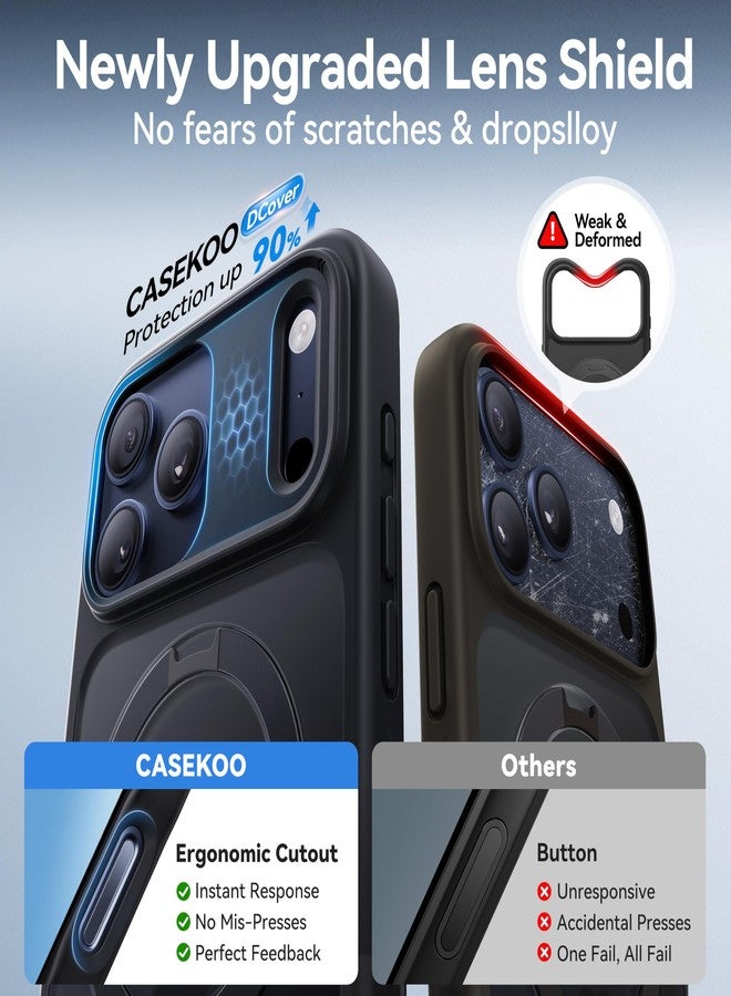 CASEKOO Ultra-Magnetic Stand for iPhone 17 Pro Case [Military Drop Protection] [Compatible with MagSafe] Shockproof Translucent Matte Slim Ring Holder Case for iPhone 17 Pro 6.3", Black - Image 5