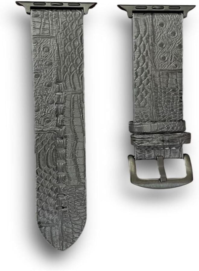 Next Store Luxury Leather Watch Band Compatible with iWatch Series 1/2/3/4/5/6/7/8/9/Ultra/2/SE 42/44/45/49 (Gray)