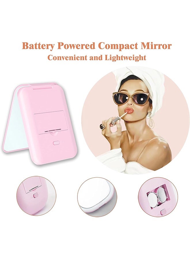 Compact Mirror, LED Travel Makeup Mirror with 1X/2X Magnification – Portable Lighted Pocket Mirror for Handbag  Purse, Small Illuminated Compact for Beauty  Touch-Ups - Image 5