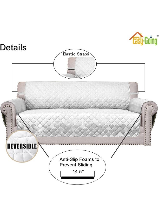 Easy-Going EasyGoing Reversible Oversized Couch Cover for 3 Cushion Couch Sofa Cover for Dogs Water Resistant Furniture Protector Cover with Foam Sticks for Pet Oversized Sofa WhiteWhite  - Image 4