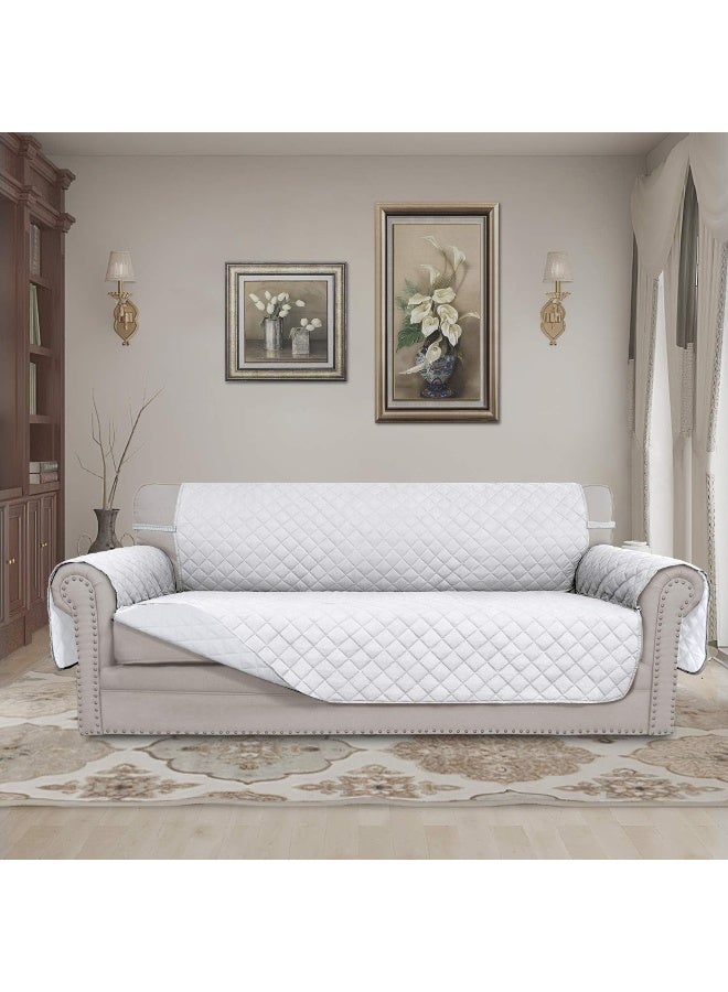 Easy-Going EasyGoing Reversible Oversized Couch Cover for 3 Cushion Couch Sofa Cover for Dogs Water Resistant Furniture Protector Cover with Foam Sticks for Pet Oversized Sofa WhiteWhite  - Image 5