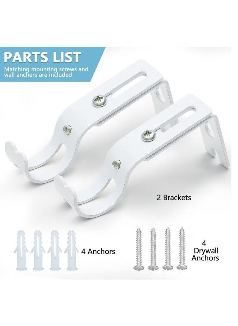 Generic 2pcs White Curtain Rod Brackets for Wall,Heavy Duty Curtain Rod Holders for 1 Inch Rod with Installation Screws  - Image 5