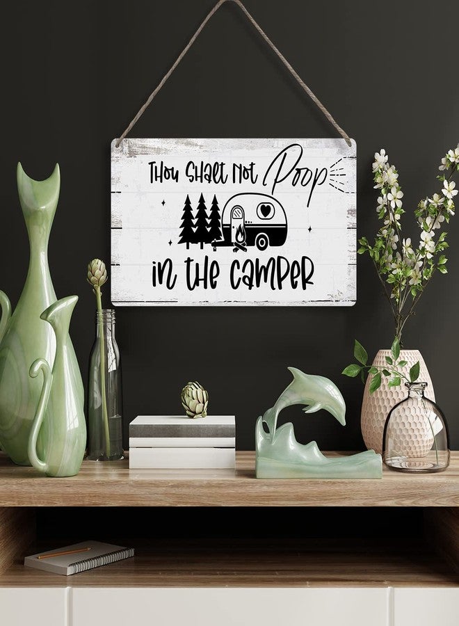 MIGUMUTU Funny Thou Shalt Not Poop in the Camper Quote Sayings Home Wall Decor Wooden Signs Rustic Farmhouse Hanging Wall Plaque Sign Camp Gift - Image 4